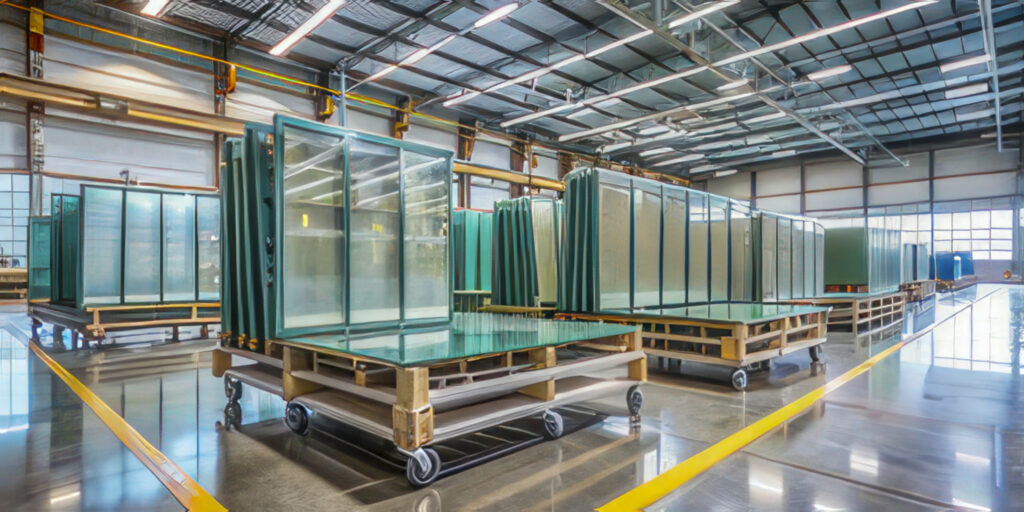 large room with large glass box that says empty