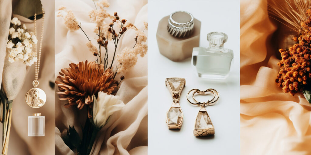 perfume flower space set bouquet copy art vintage nature collage romantic