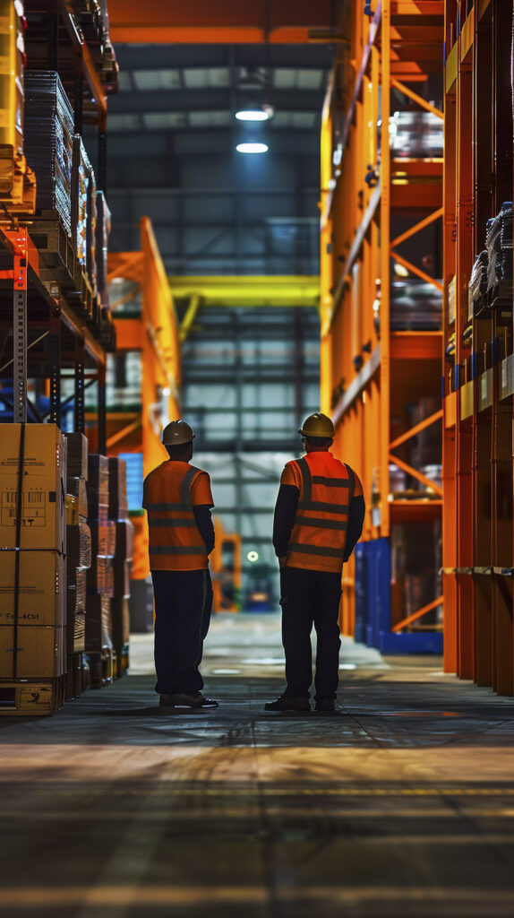photorealistic scene with warehouse logistics operations